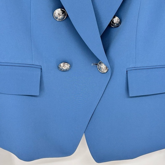 Veronica Beard Gail Dickey Double-Breasted Crepe Jacket Lagoon Blue Sz 8 NWT - Picture 5 of 10